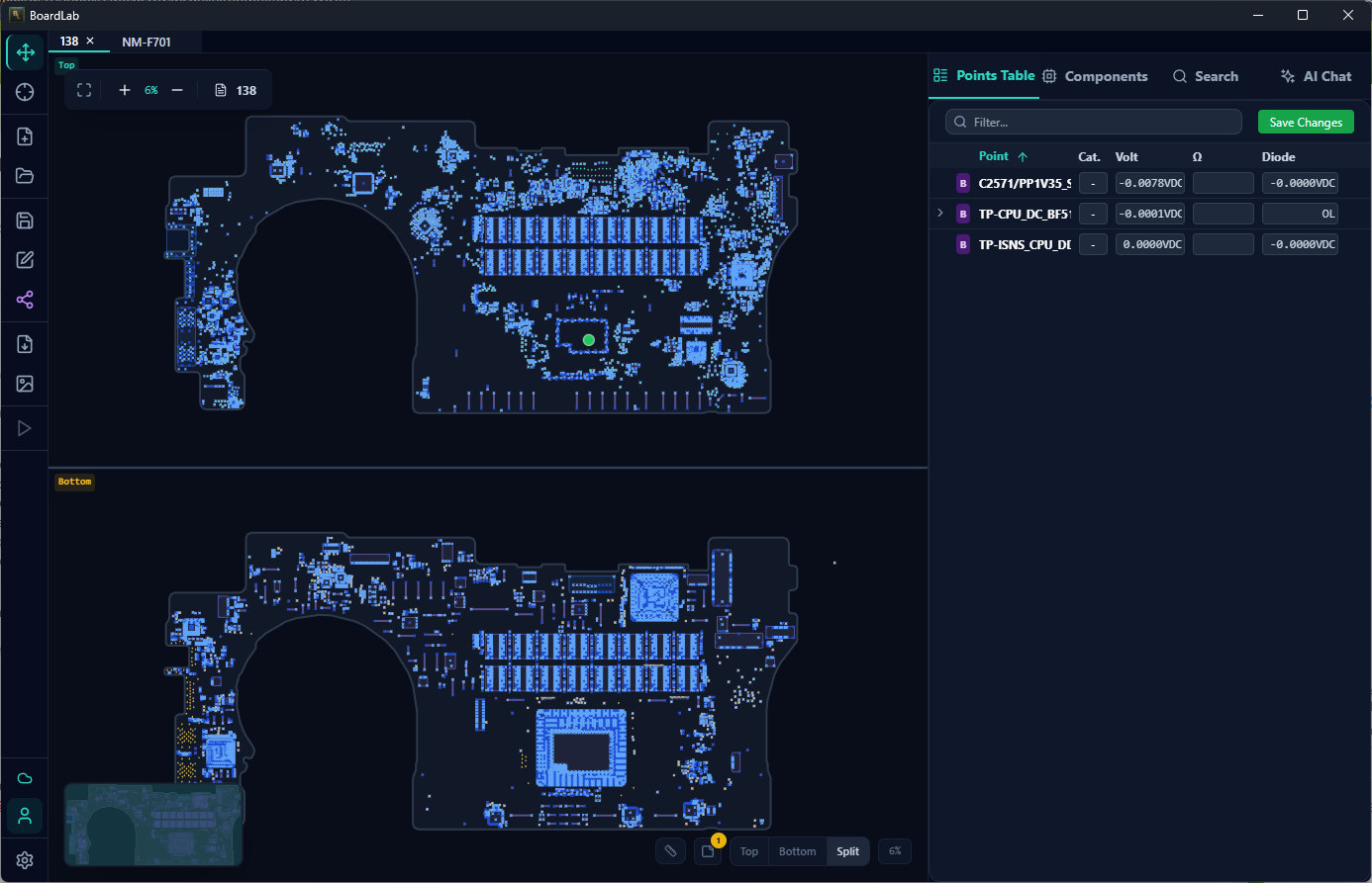 BoardLab Pro — Boardview overlay with component mapping and diagnostics